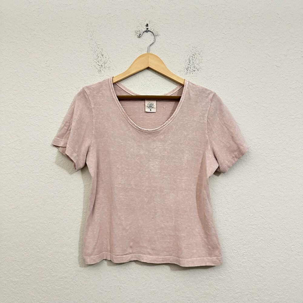 EARTH CREATIONS T-Shirt Dusty Mauve Scoop Neck Tee Cotton Hemp Summer